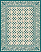 Damask Floral Patterned Teal Rug