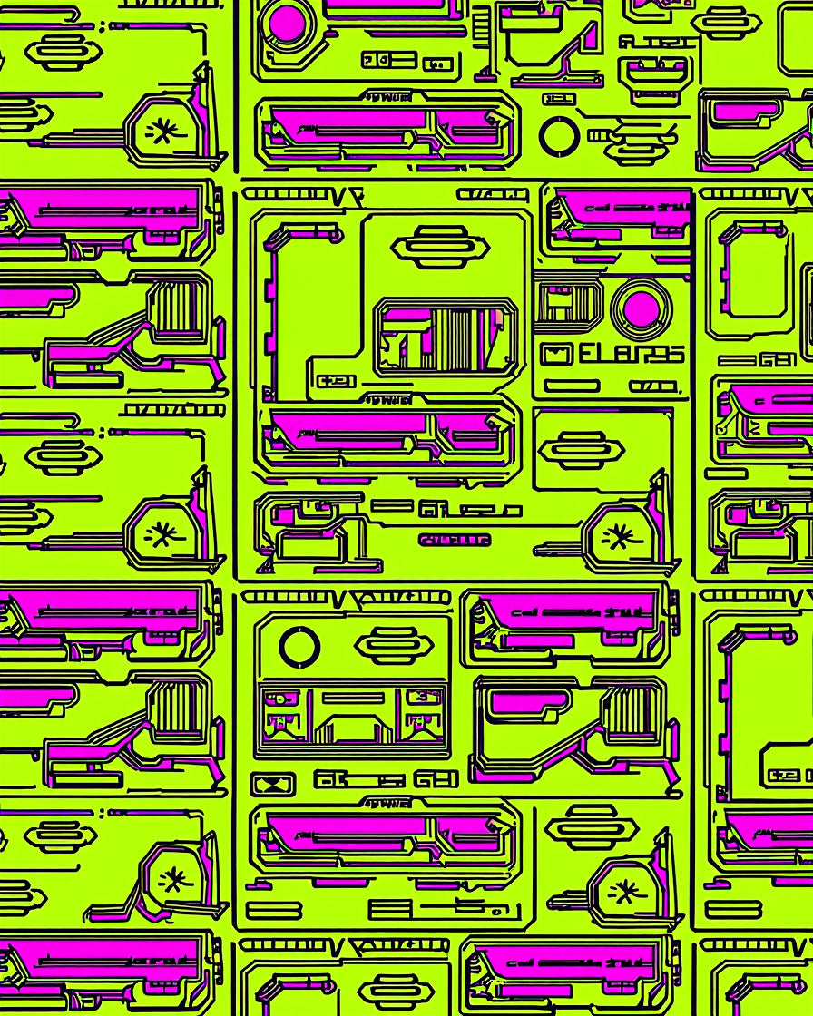 Neon Pink Geometric Futuristic Design Rug