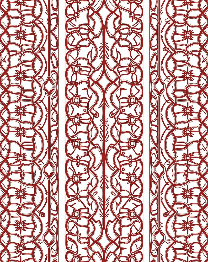 Intricate Red Floral Vine Pattern Rug