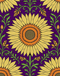 Sunflowers With Green Vine Pattern Rug