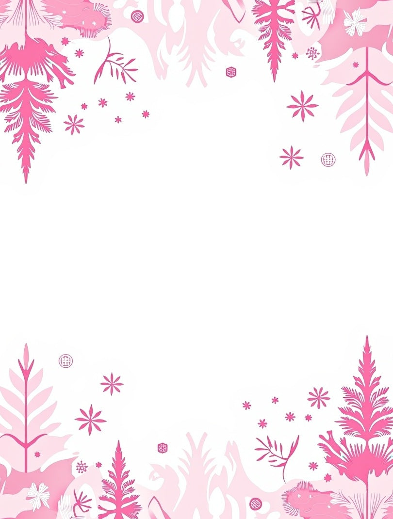 Whimsical Pink Floral Meadow Silhouette Rug