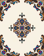 Vintage Floral Inspired Geometric Rug