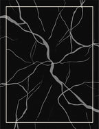 Black 4 Symmetrical Abstract Veins Rug