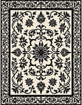 Elegant Black Floral Scrollwork Design Rug