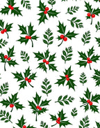 Holly Berries Festive Green Leaves Rug