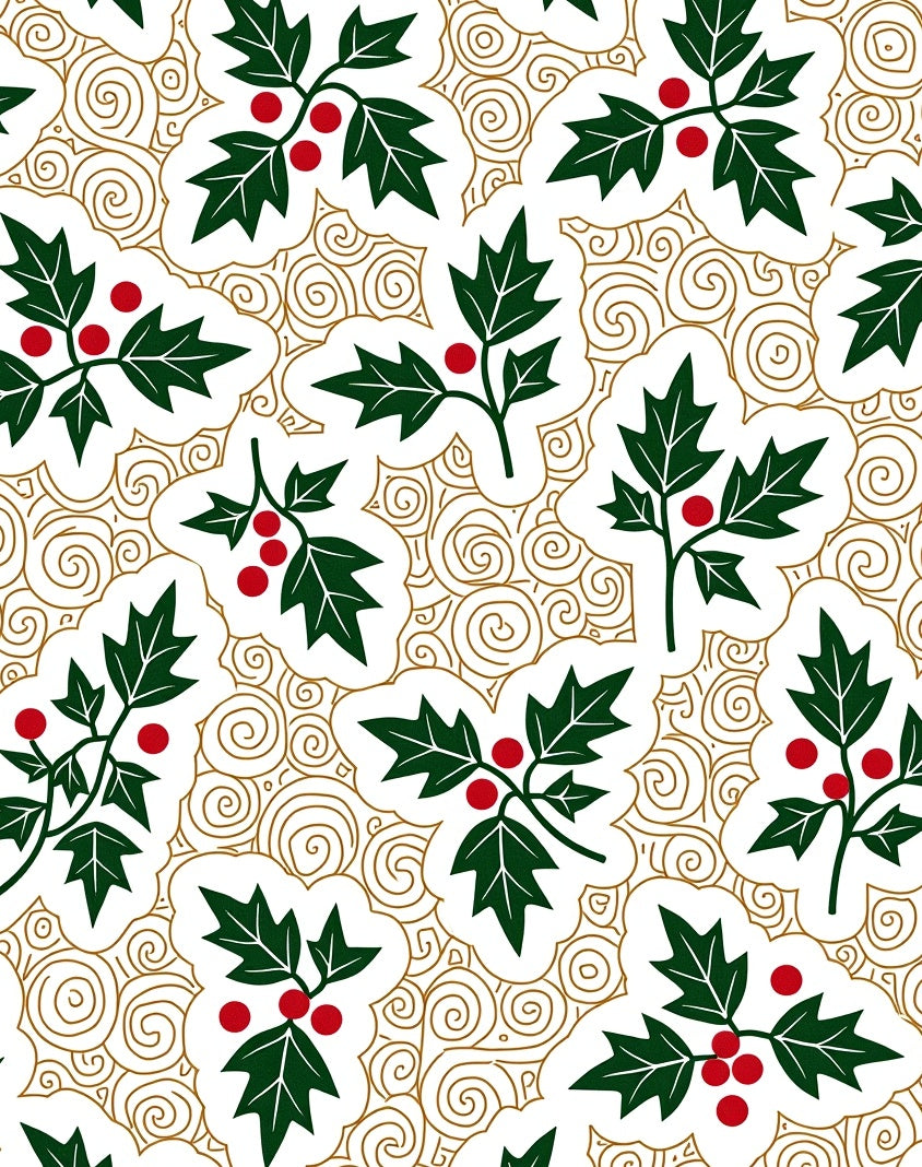 Holly Berry Spiral Pattern Rug
