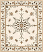 Elegant Floral Scrollwork Medallion Design Rug