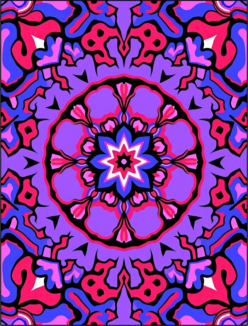 Vibrant Psychedelic Mandala Pattern Rug
