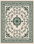 Ornate Floral Scrollwork Pattern Rug