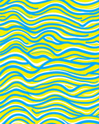 Yellow Blue White Wavy Lines Pattern Rug