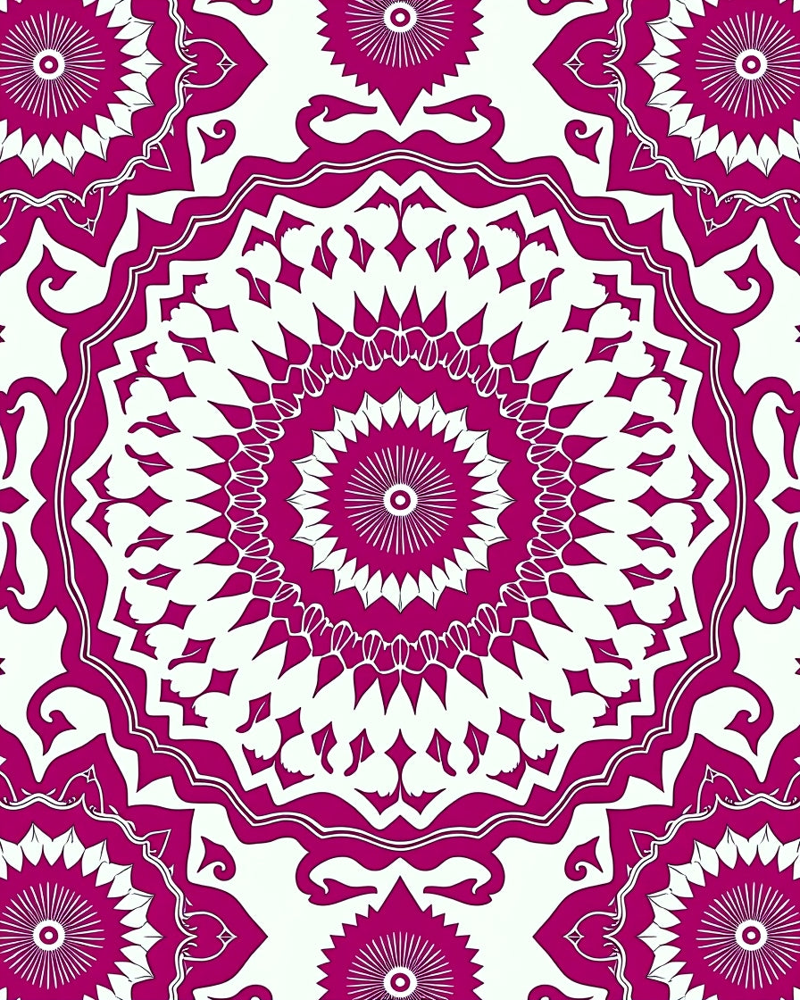Mandala Inspired Fuchsia Floral Design Rug