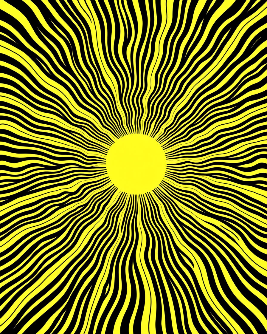 Radiant Yellow Black Swirl Pattern Rug