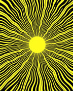 Radiant Yellow Black Swirl Pattern Rug