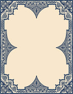 Intricate Blue Ivory Geometric Border Rug