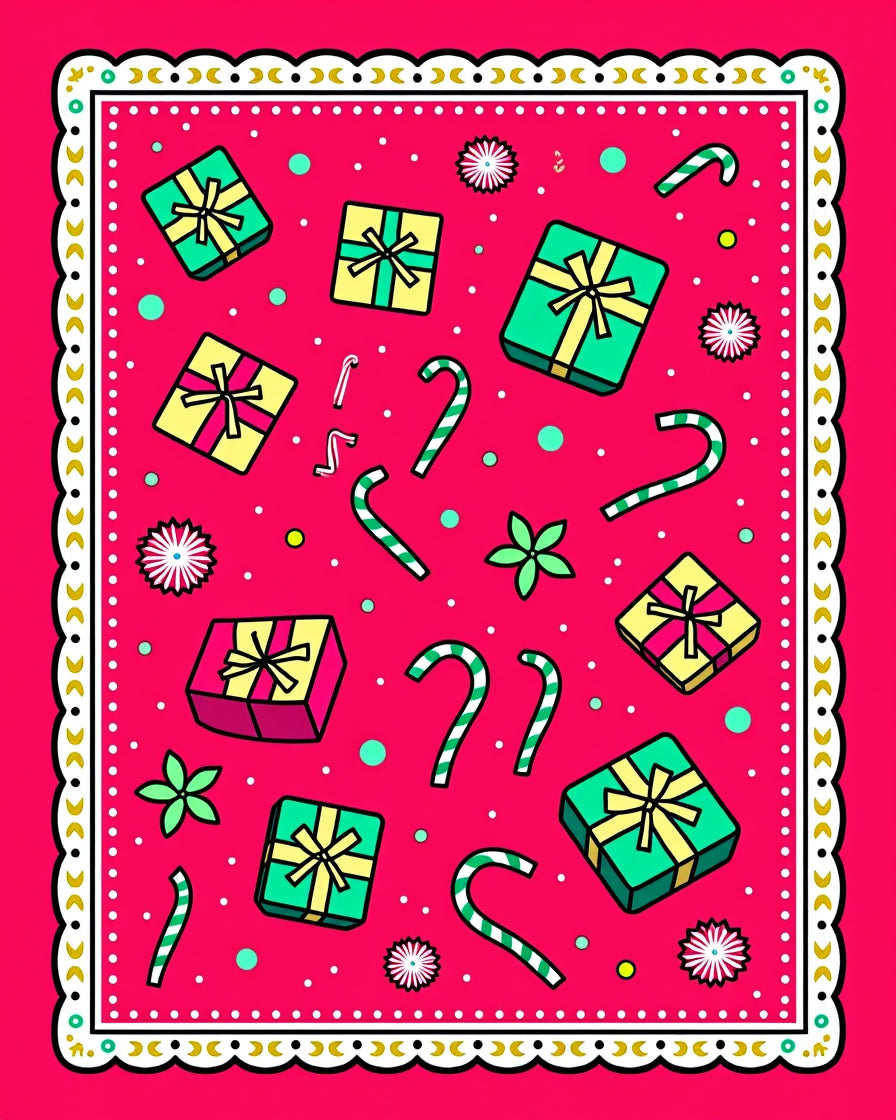 Festive Gift Candy Cane Holiday Whimsy Rug