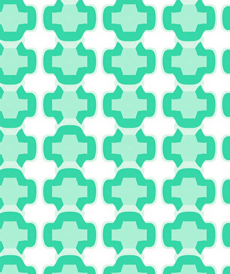Modern Aqua Interlocking Shape Pattern Rug