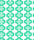 Modern Aqua Interlocking Shape Pattern Rug