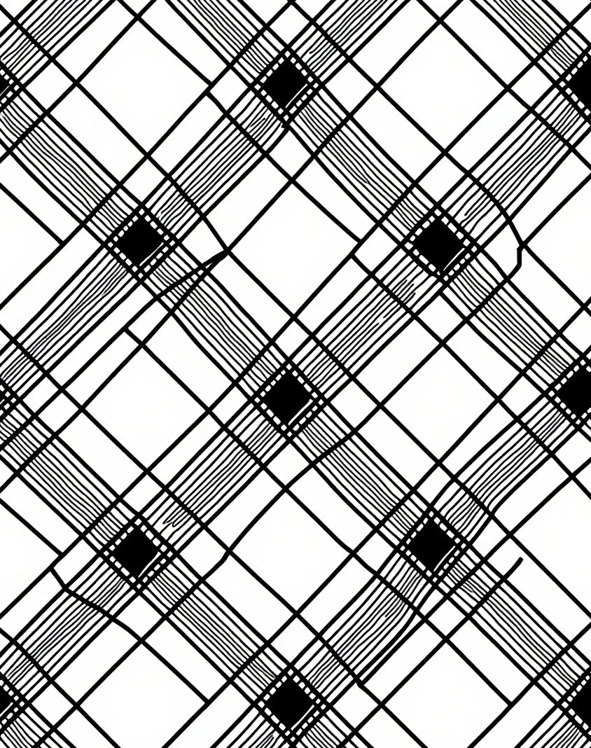 Bold Black White Plaid Check Design Rug