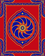 Red Blue 2 Tone Mandala Design Rug