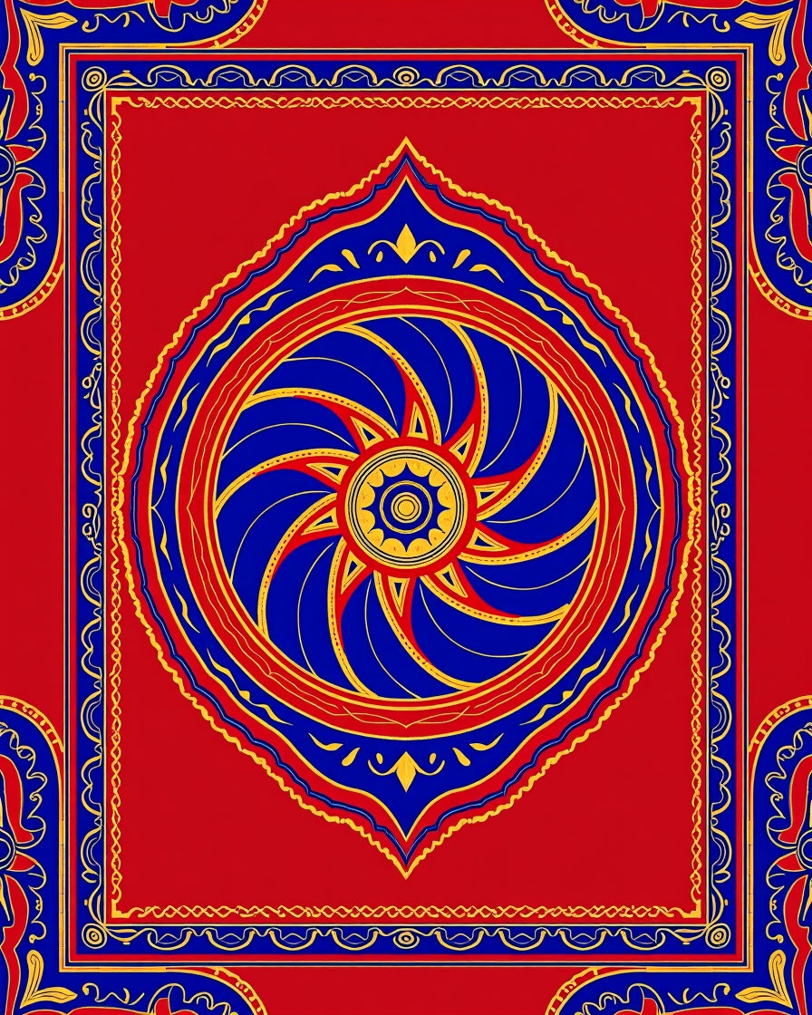 Red Blue 2 Tone Mandala Design Rug
