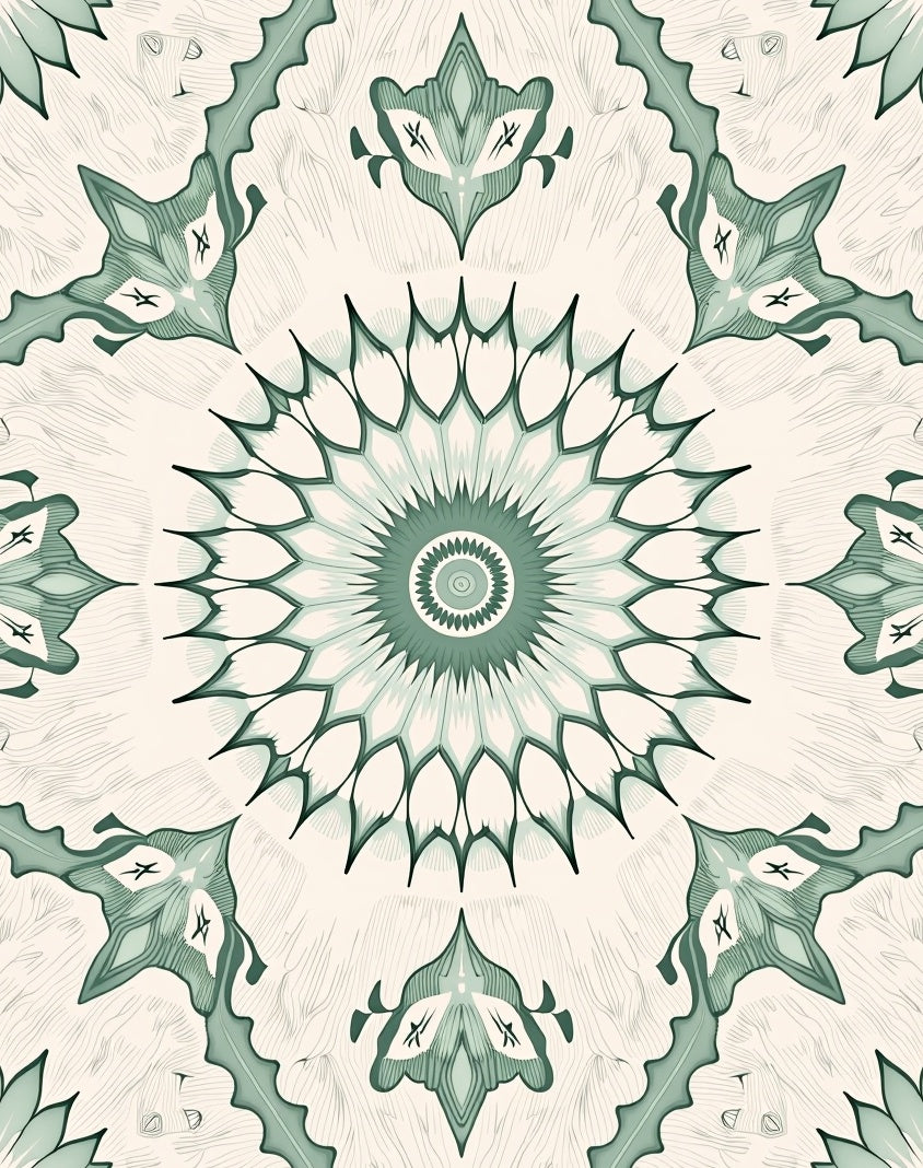 Intricate Mint Green Mandala Pattern Rug