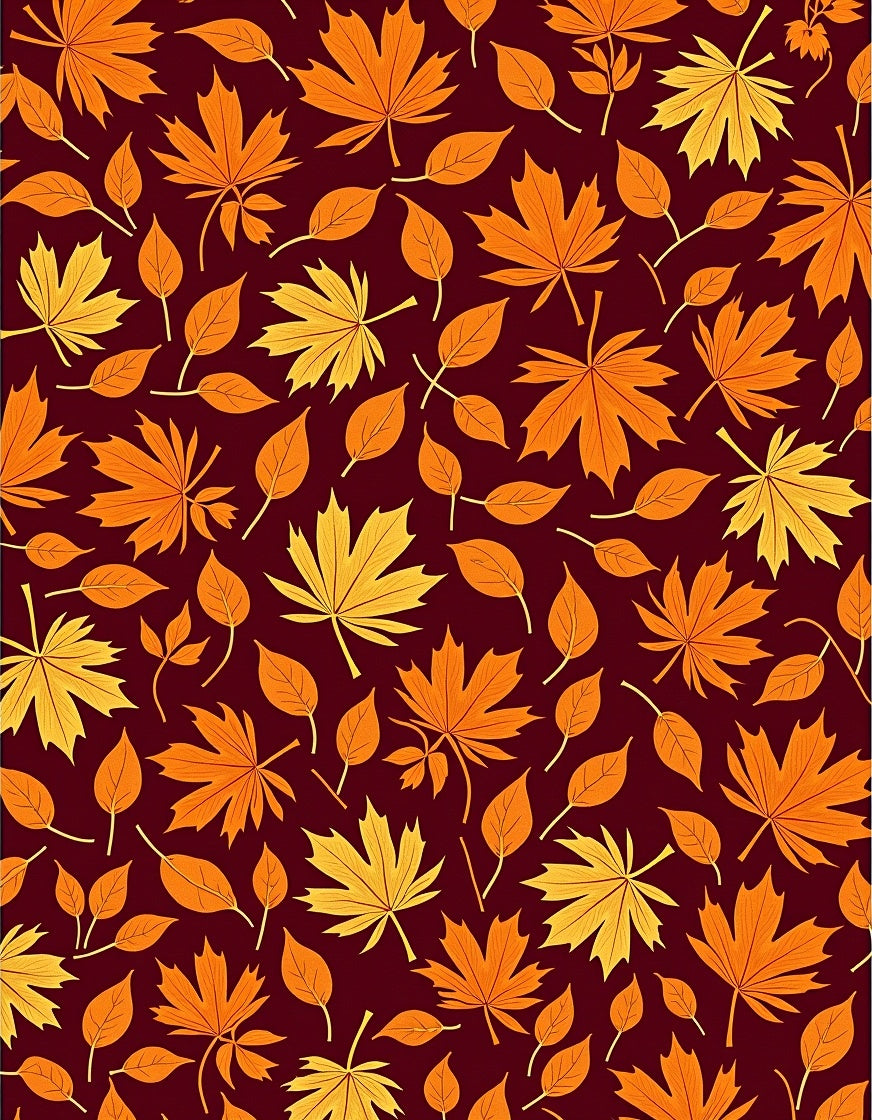 Autumn Leaves Pattern in Warm Tones Rug