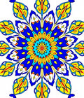 Vibrant Blue Yellow Floral Mandala Rug