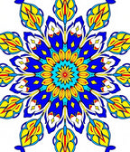 Vibrant Blue Yellow Floral Mandala Rug