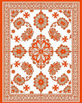 Orange Floral Symmetry Pattern Rug