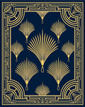 Art Deco Fan Pattern Navy Gold Rug