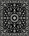 Black White Floral Medallion Design Rug