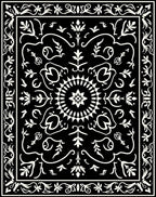 Black White Floral Medallion Design Rug