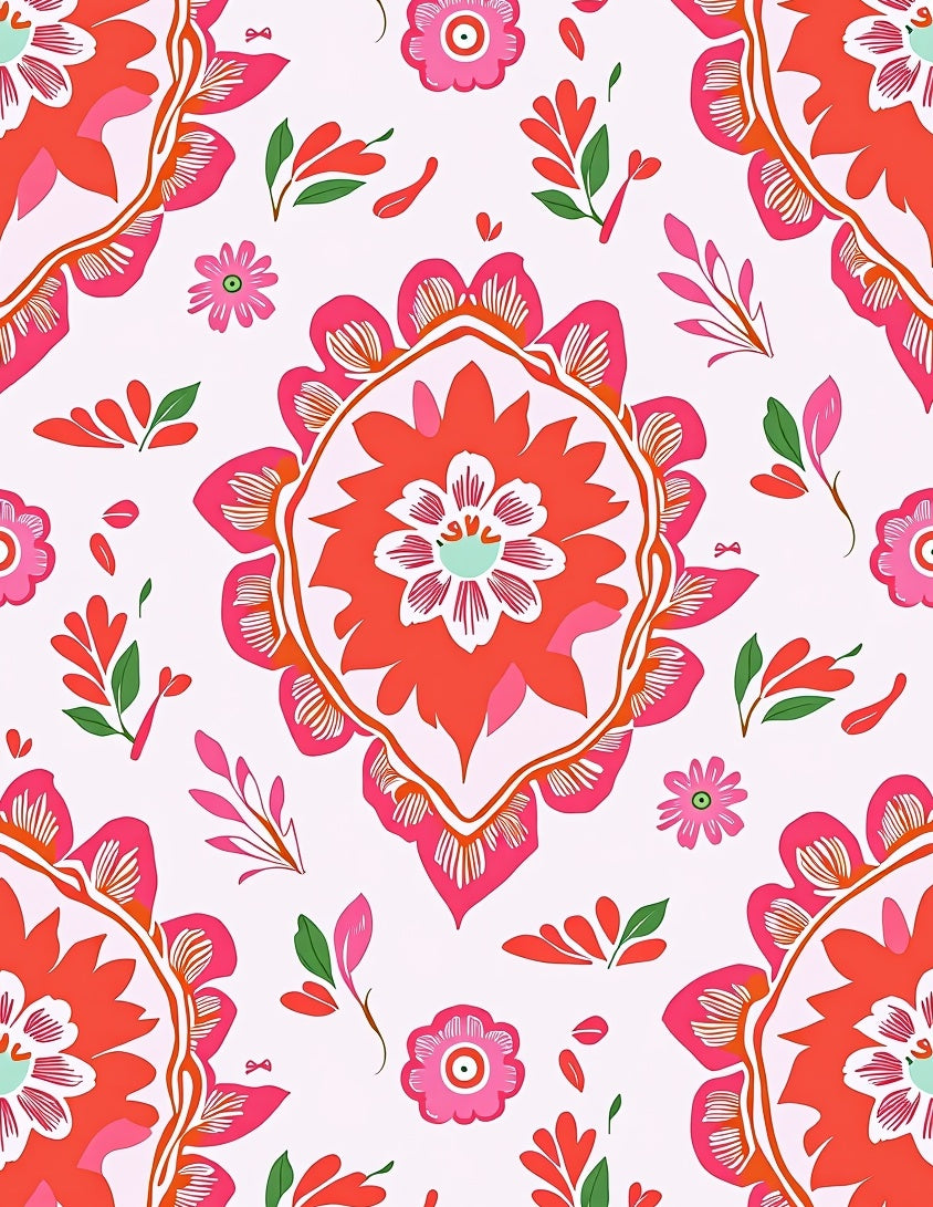 Vibrant Floral Mandala Pattern Rug