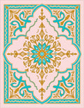 Turquoise Gold Floral Medallion Rug