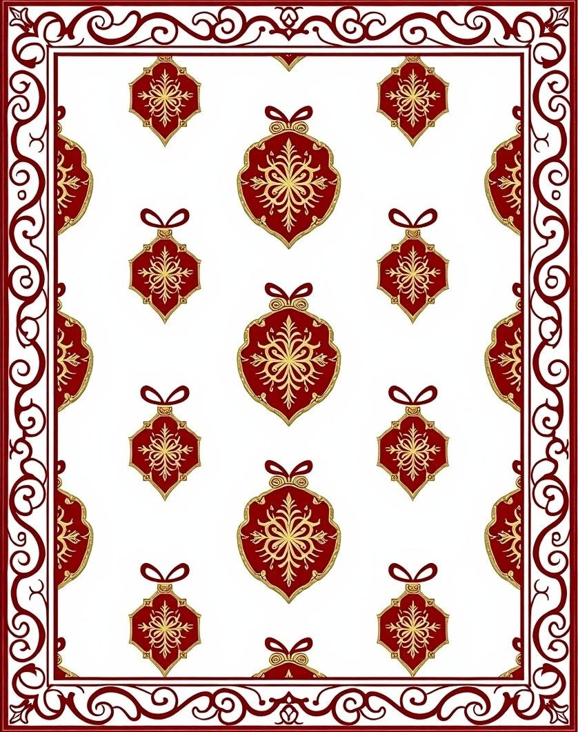 Elegant Red Gold Ornament Pattern Rug