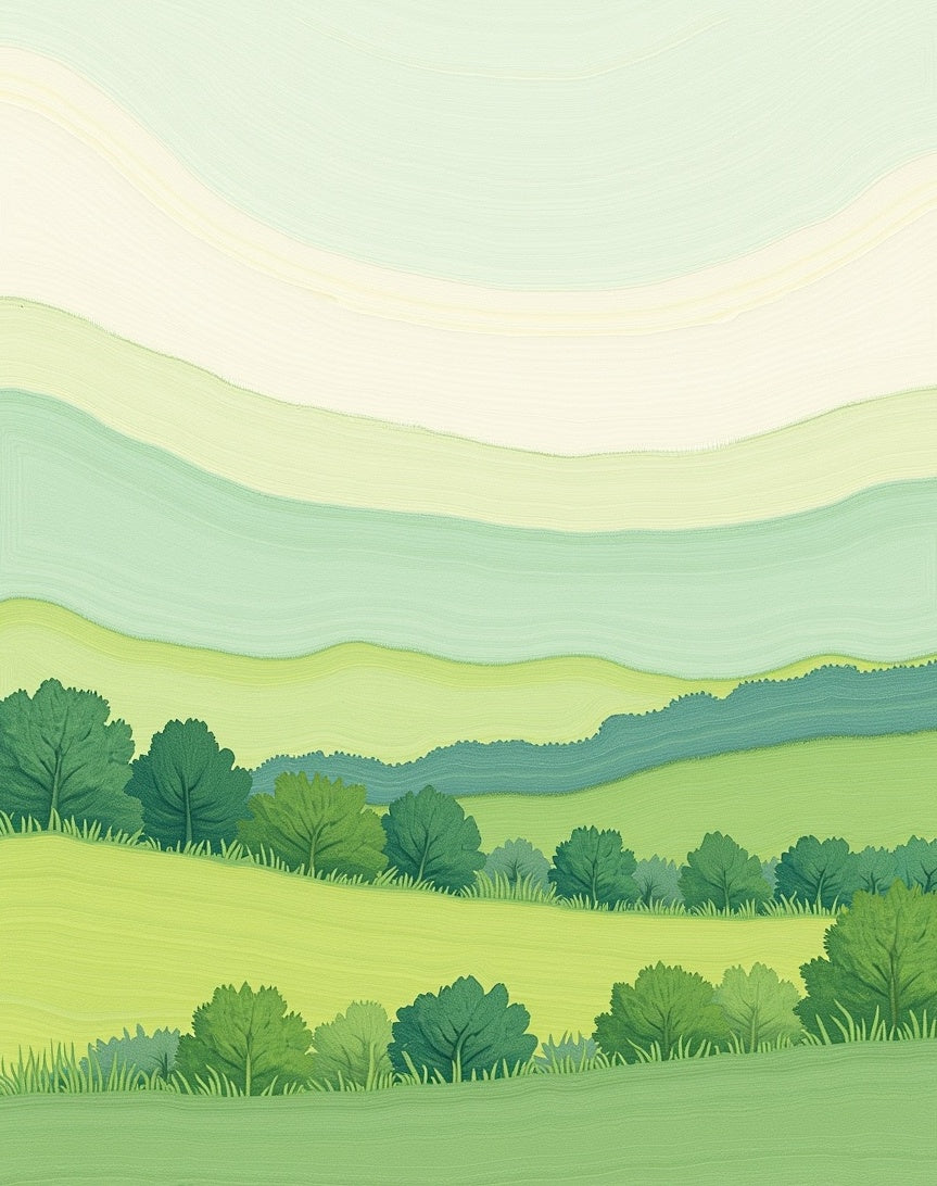 Verdant Rolling Hills Landscape Design Rug