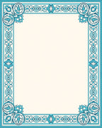 Oceanic Blue Antique Floral Border Rug