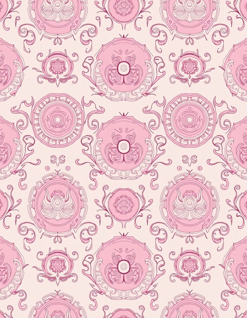 Pink Floral Medallion Pattern Rug