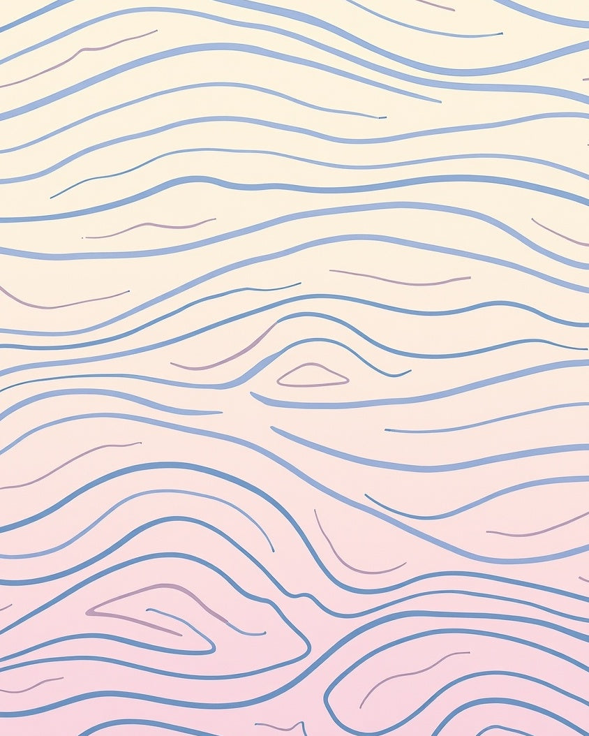 Abstract Wavy Blue Pink Pattern Rug