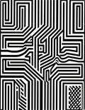Bold Black White Maze Pattern Rug