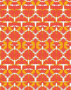Orange Yellow Floral Geometric Pattern Rug
