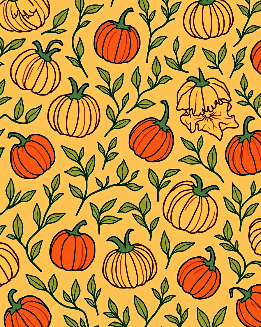 Autumn Pumpkin Vine Pattern Rug