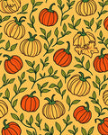 Autumn Pumpkin Vine Pattern Rug