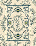 Creme Botanical Scroll Frame Rug