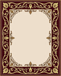 Ornate Floral Swirl Border Design Rug