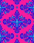 Vivid Blue Floral Arabesque Pattern Rug