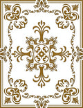 Golden Ornate Scrollwork Pattern Rug