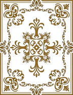Golden Ornate Scrollwork Pattern Rug