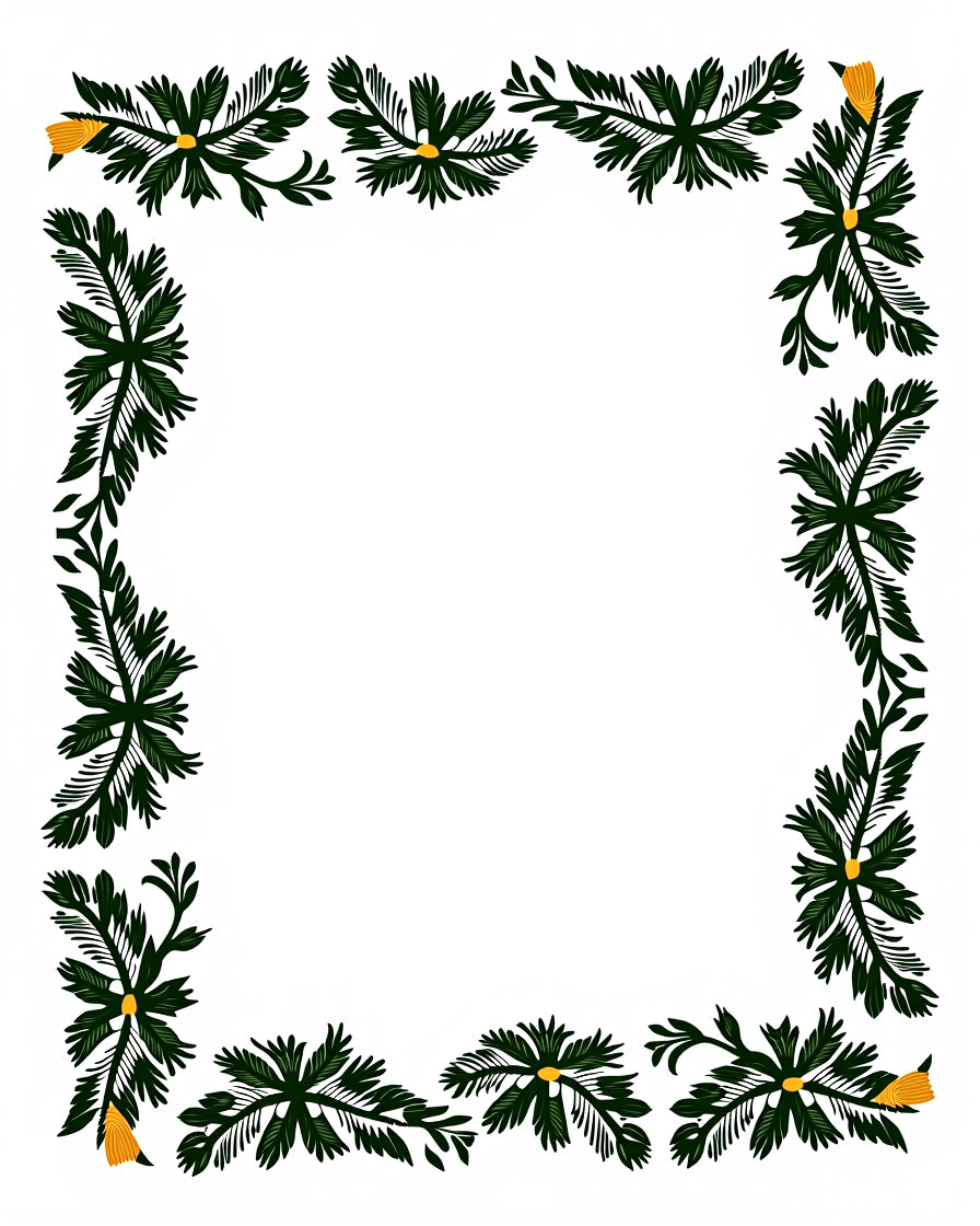 Green Leafy Border With Yellow Accents Rug