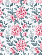 Elegant Pink Rose Floral Pattern Rug